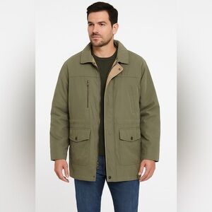 Members Only XL Olive Field Jacket Zip Out Quilted Liner Vintage Utility Coat